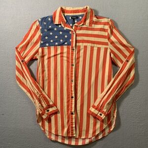 Vintage USA Flag Shirt Nollie Size M 90s Artistic Interpretation of USA Flag